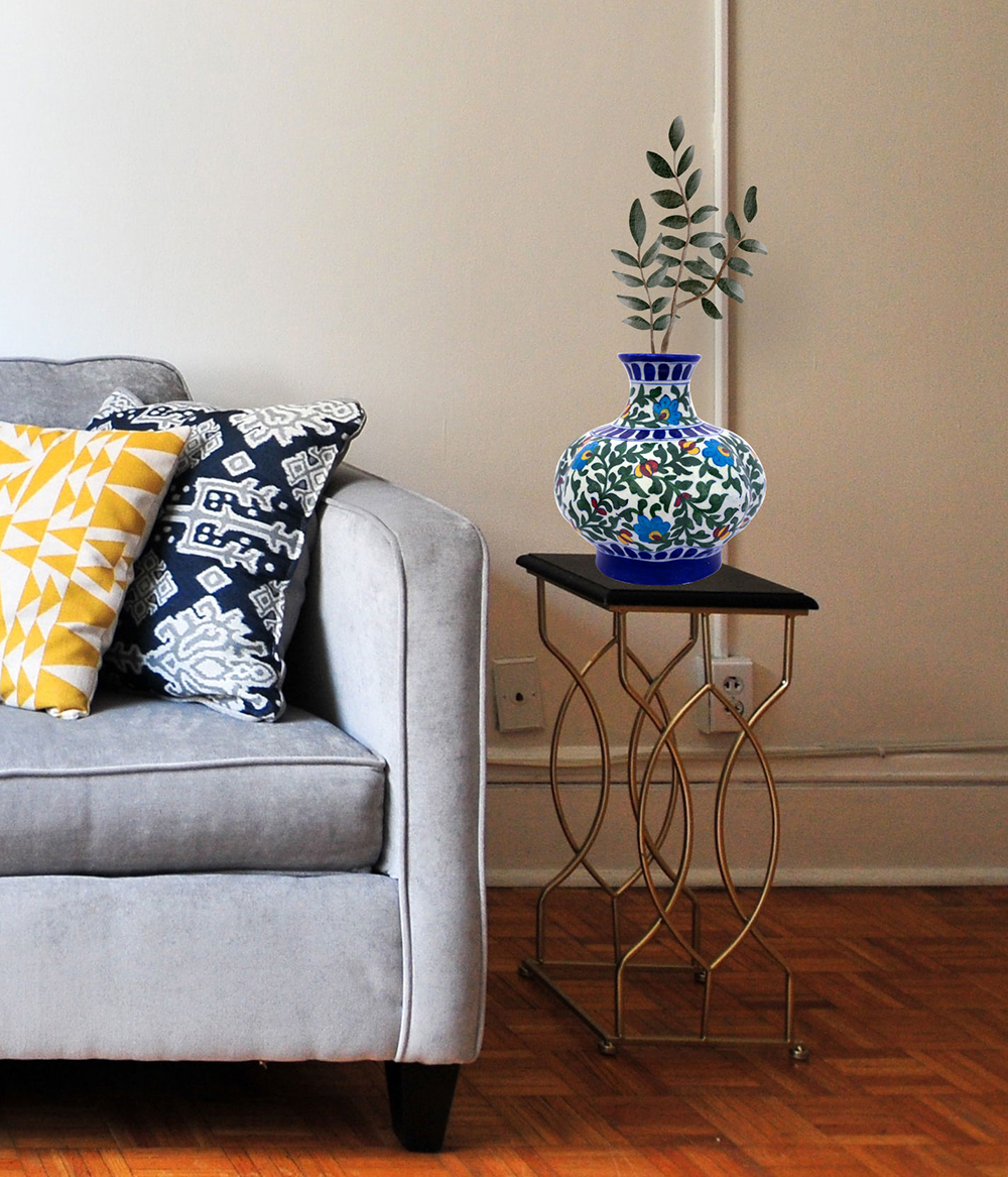 Striking blue pottery table vase 2