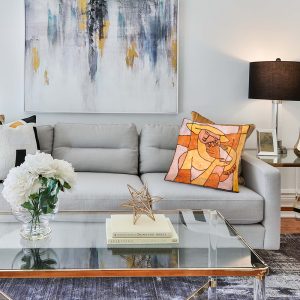 Beautiful lady and cat cushion cover