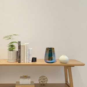 Beautiful glass lava table lamp with sea green hues