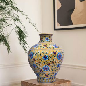 Striking blue pottery table vase 7