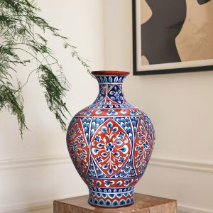 Striking blue pottery table vase 15