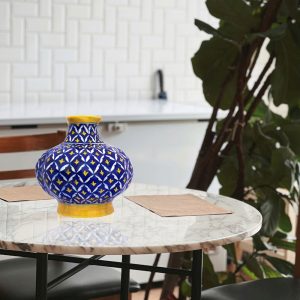 Striking blue pottery table vase 5