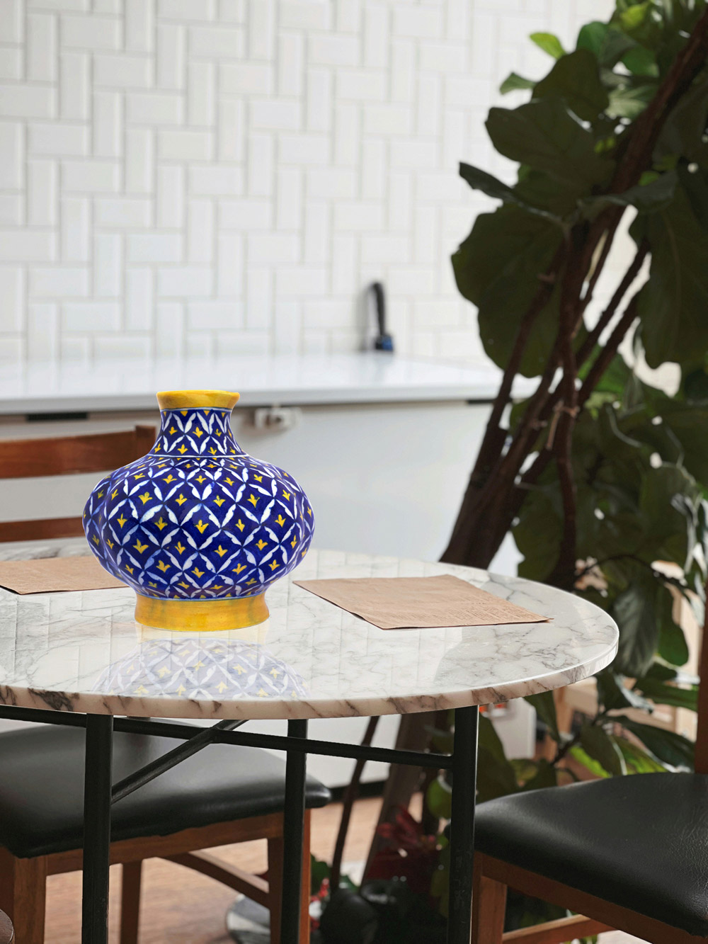 Striking blue pottery table vase 5