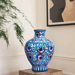 Striking blue pottery table vase 8
