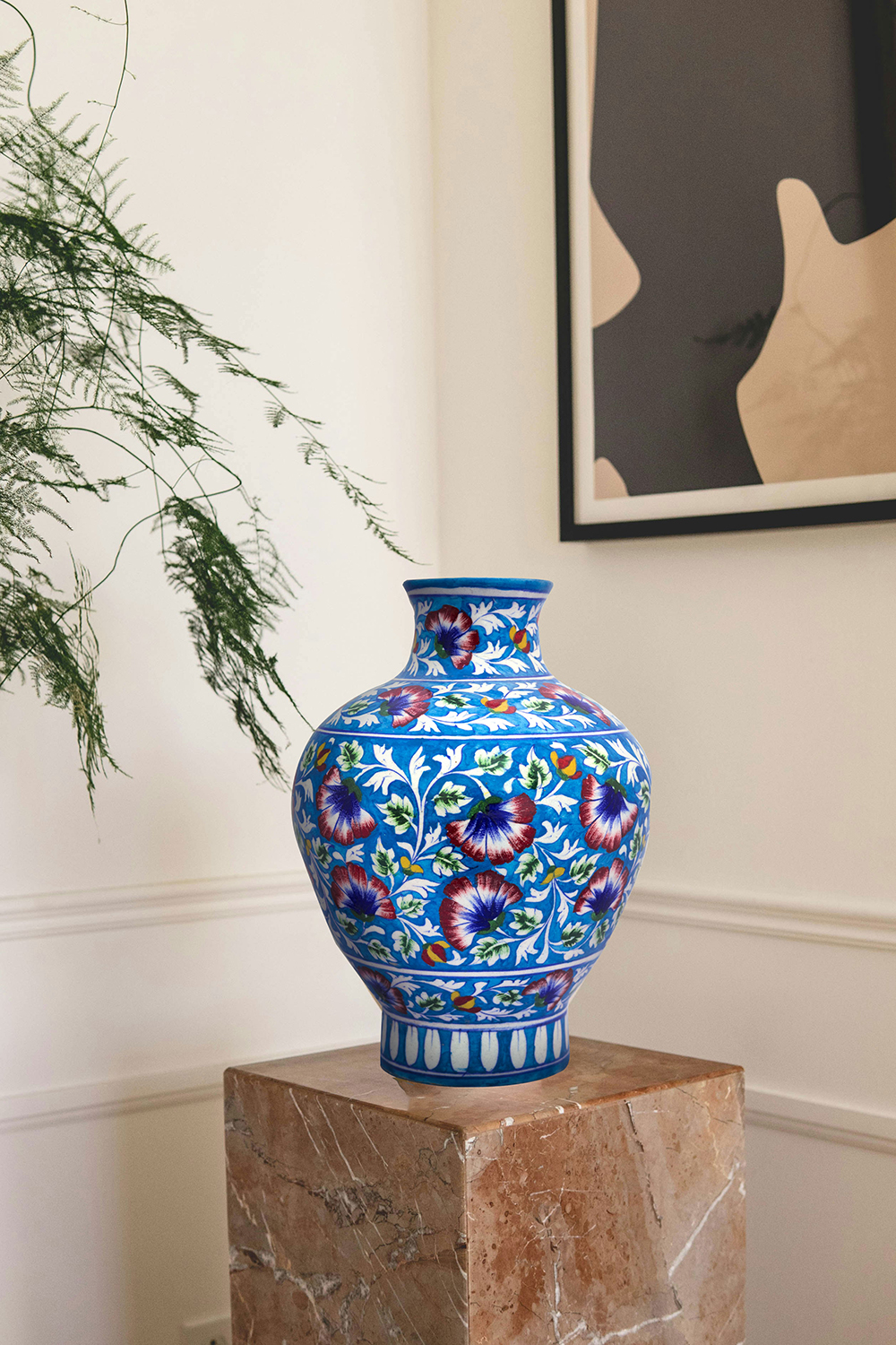 Striking blue pottery table vase 8