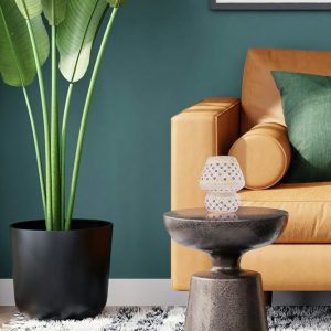 Beautiful mushroom glass table lamp with a blue and white design