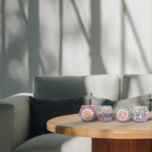 Eye catching handmade glass tea light candle holders set of 4