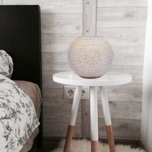 Stunning round white glass table lamp