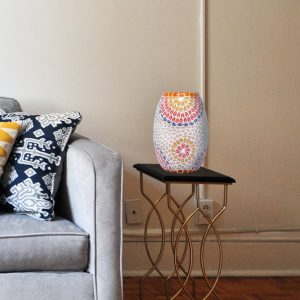 Stunning oval glass table lamp with multi colour design 6