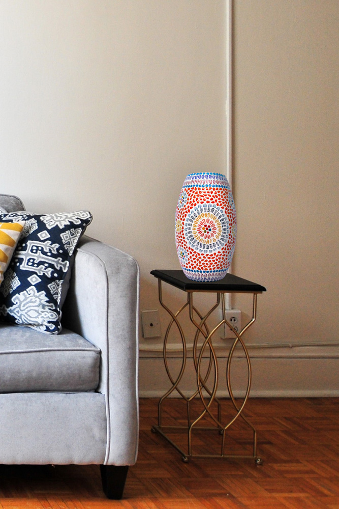 Stunning oval glass table lamp with multi colour design 5