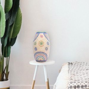 Stunning oval glass table lamp with multi colour design 4