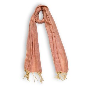 Beautiful baby pink and cream matka munga silk scarf