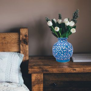 Striking blue pottery table vase 4