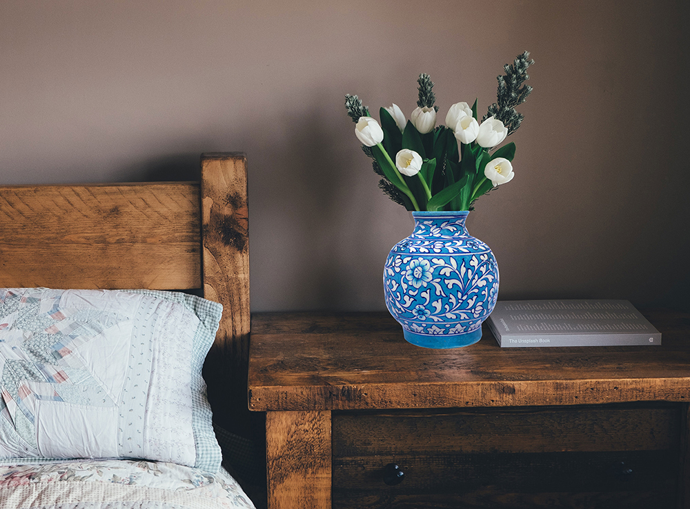 Striking blue pottery table vase 4
