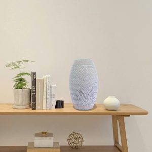 Stunning oval white and light blue glass table lamp