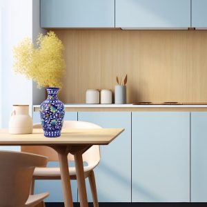 Striking blue pottery table vase 16