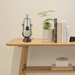 Multicolour lantern with wooden base 1