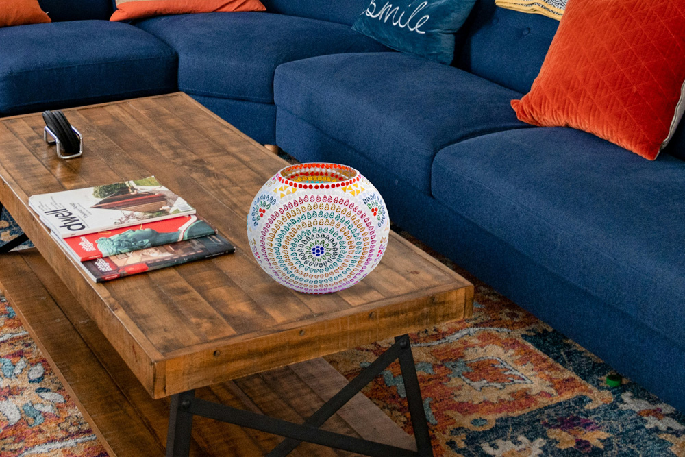 Stunning round glass table lamp with multicolour design 5