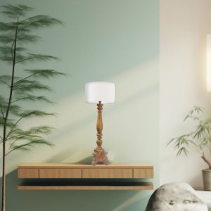 Golden tripod base antique mango wood table lap