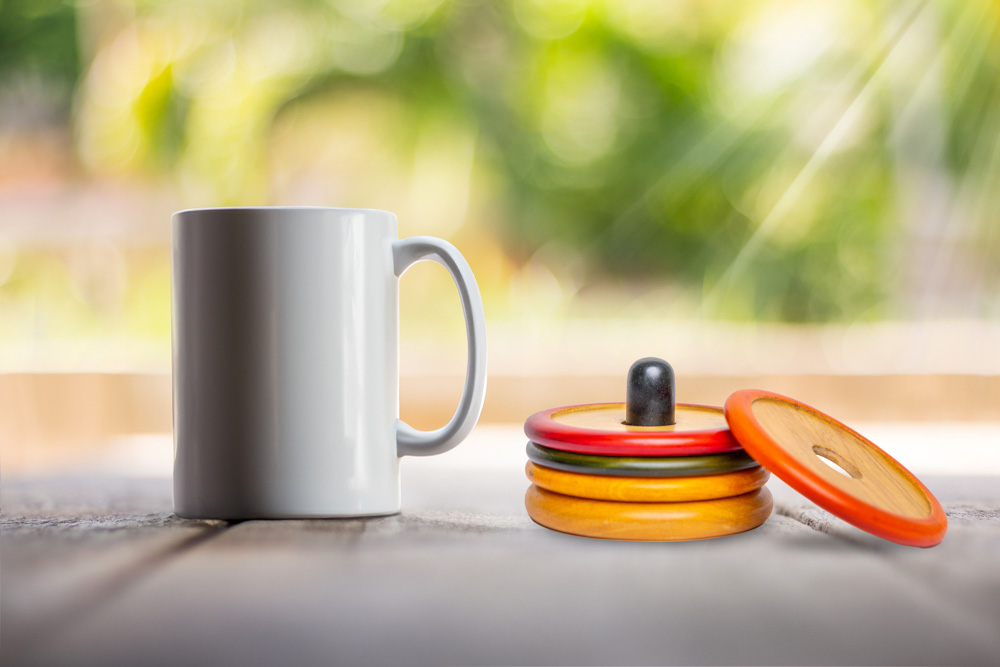 Channapatna Wooden Coasters stack set of 4