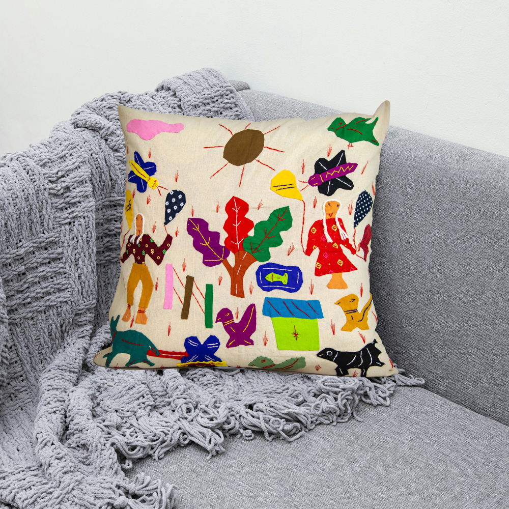 Stylish pipli art colourful cushion