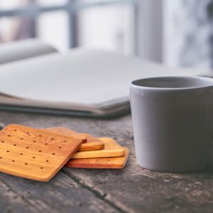 Eco-friendly square wooden coasters set of 6