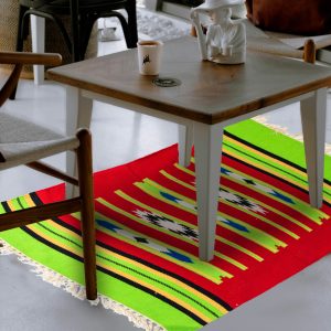 Red base with bright colour dhurrie for your living space