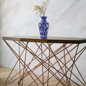 Striking blue pottery table vase 14