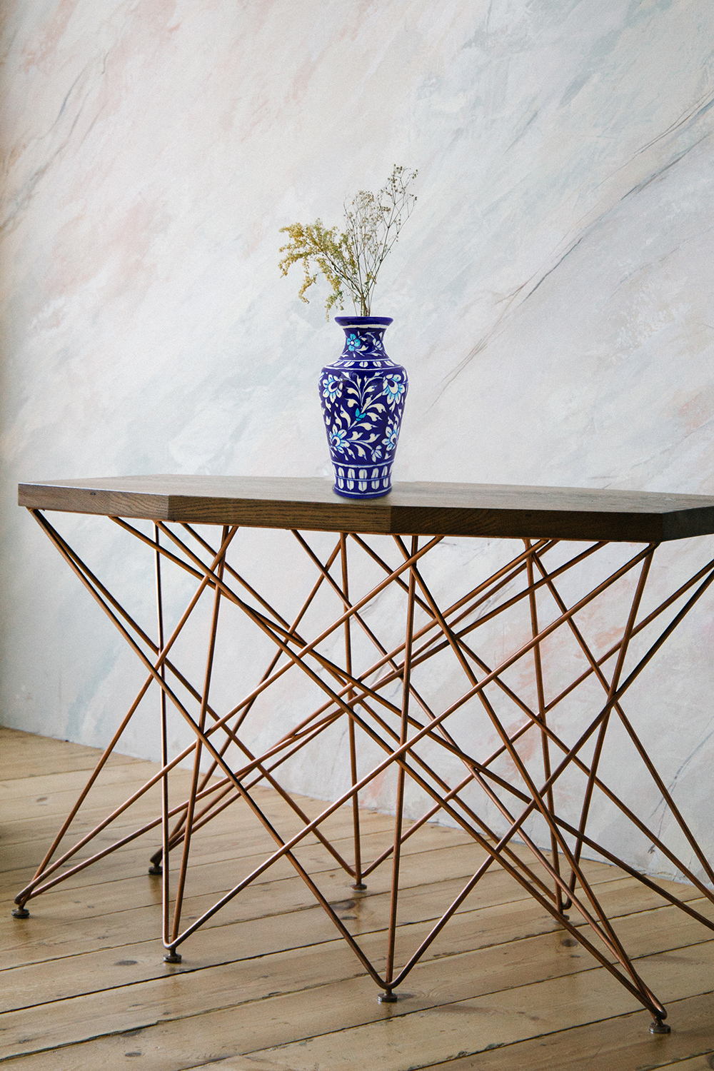 Striking blue pottery table vase 14