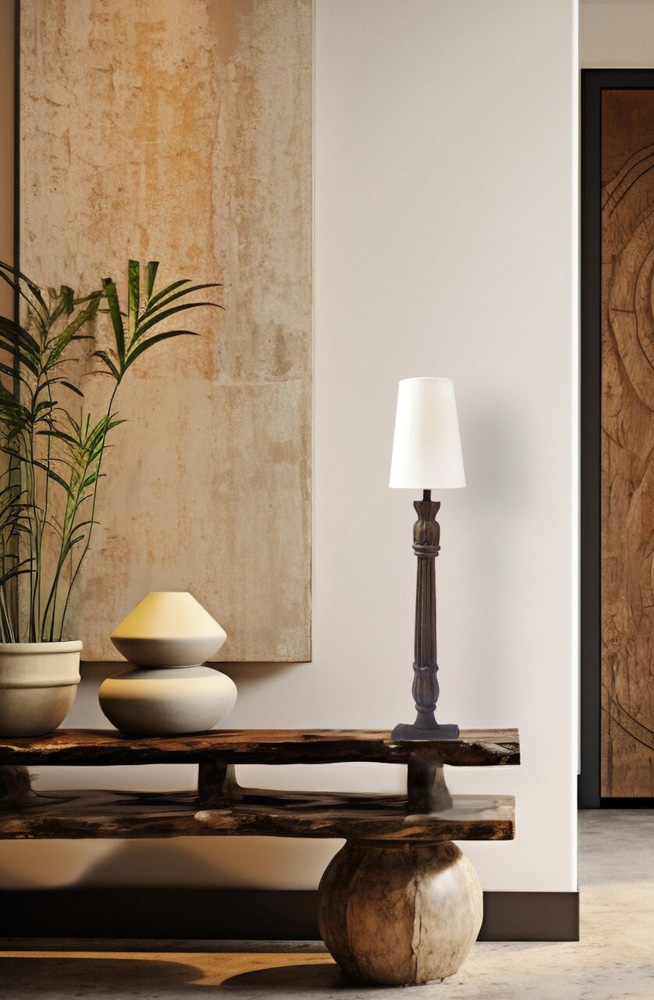 Antique mango wood table lamp