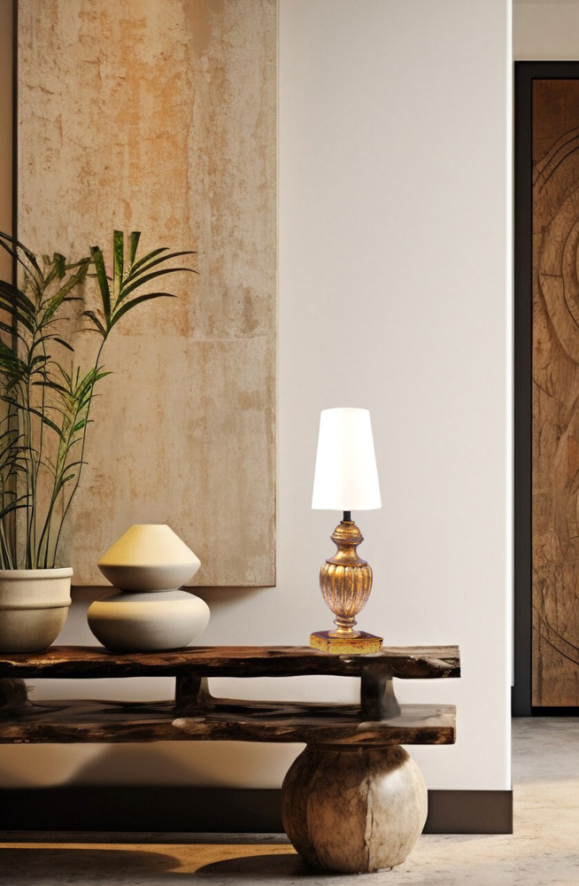 Antique golden mango wood table lamp 1