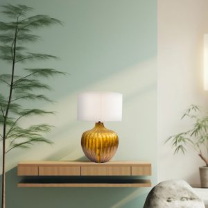 Antique golden mango wood table lamp 2