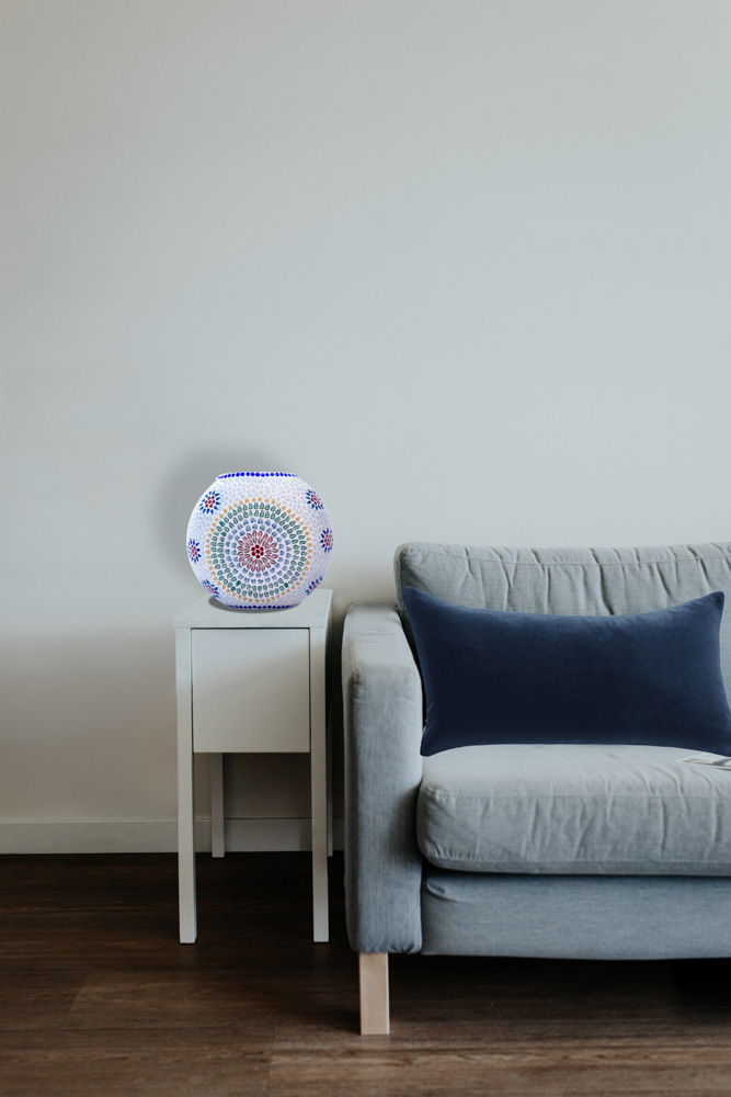 Stunning round glass table lamp with multicolour design 6