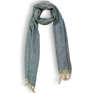 Beautiful light grey and cream matka munga silk scarf