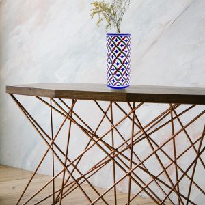 Striking blue pottery table vase 12