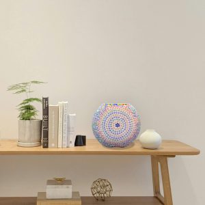 Stunning round glass table lamp with multicolour design 7