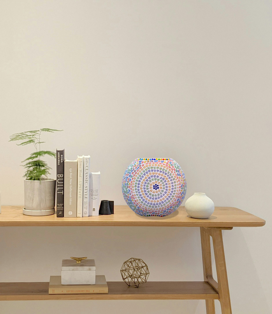 Stunning round glass table lamp with multicolour design 7