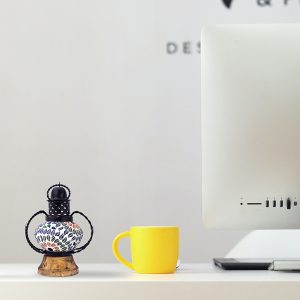 Multicolour lantern with wooden base 2