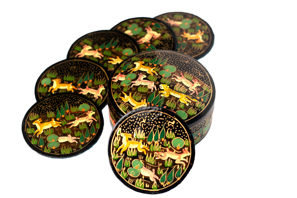 Paper Mache Coaster set of 6 - Image 3