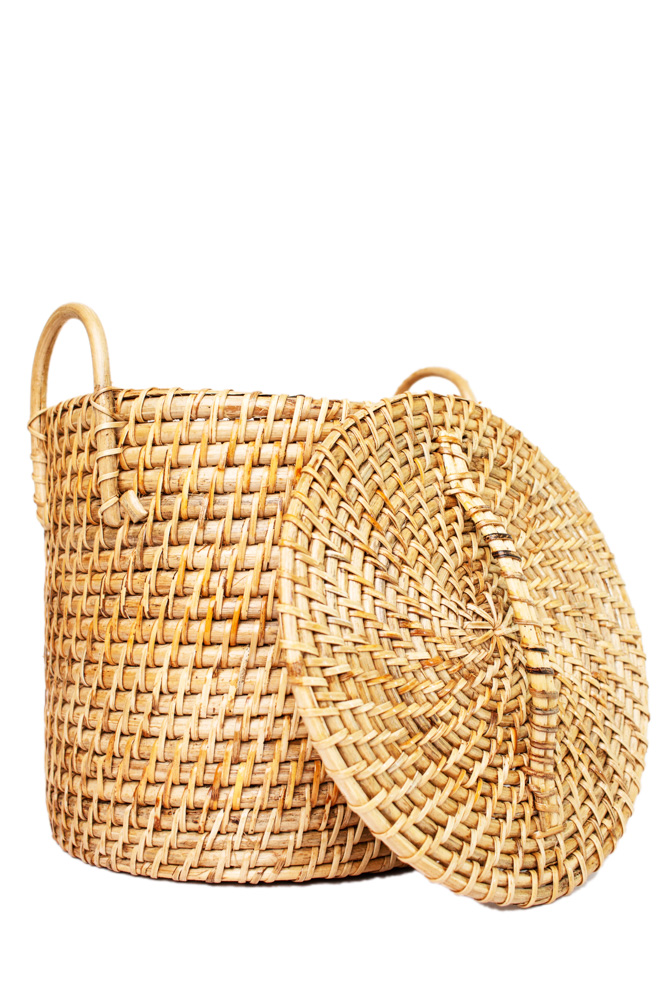 Beautiful big round woven storage basket with a lid - Image 4