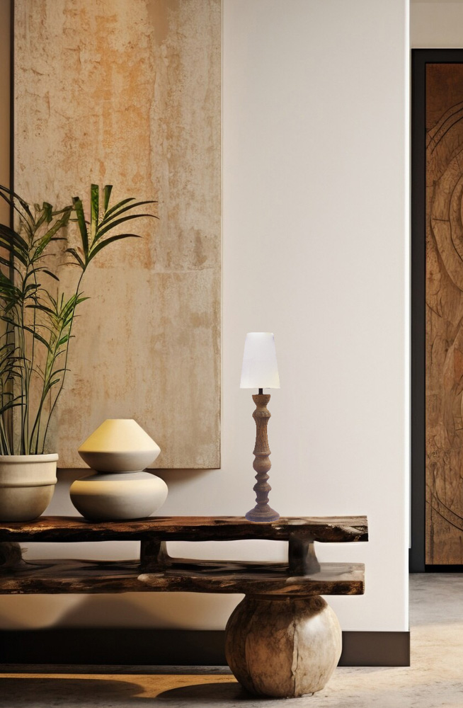 Sleek mango wood table lamp