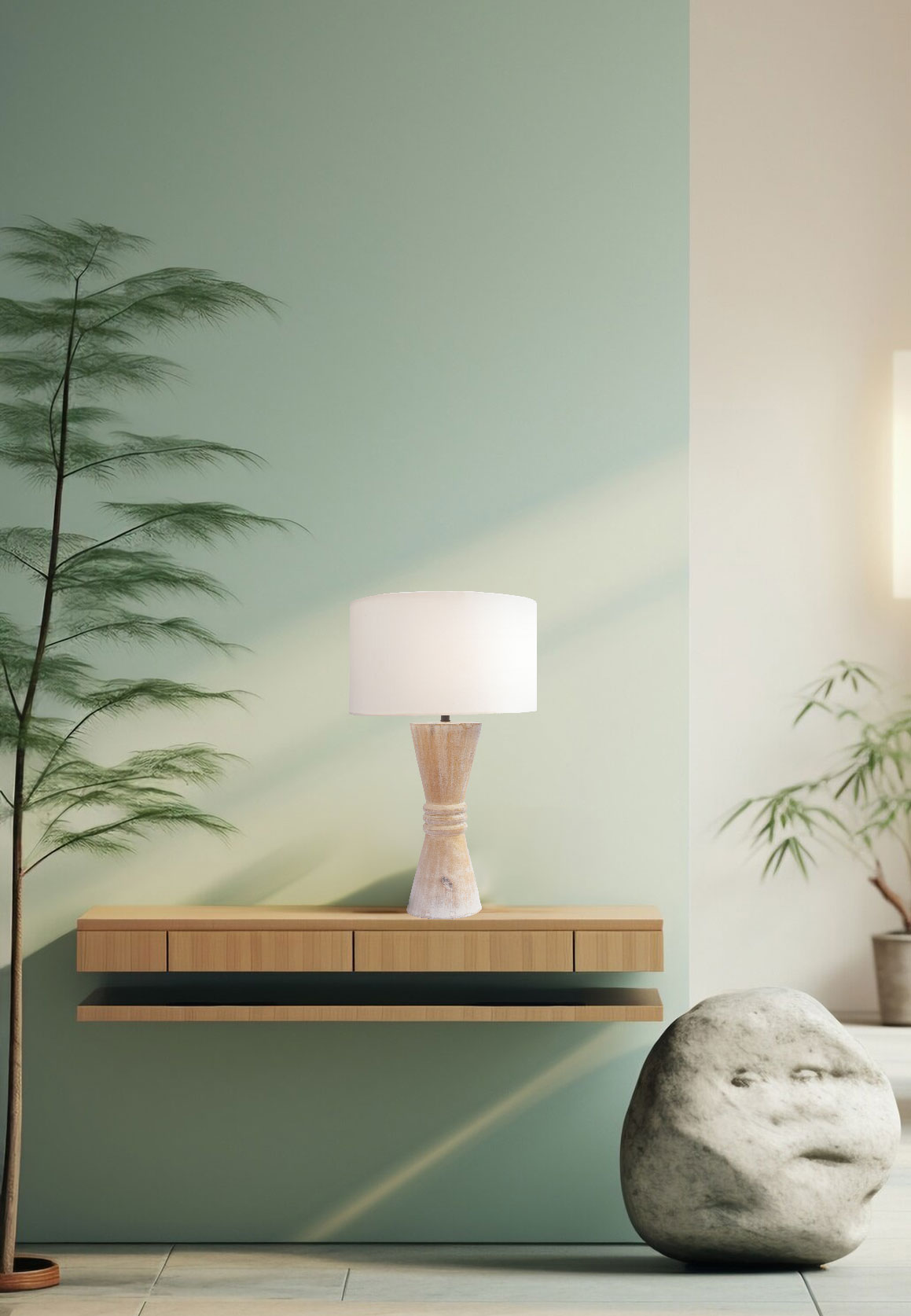 Mango wood stylish table lamp
