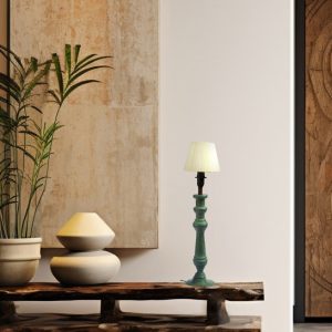 Green wooden table lamp