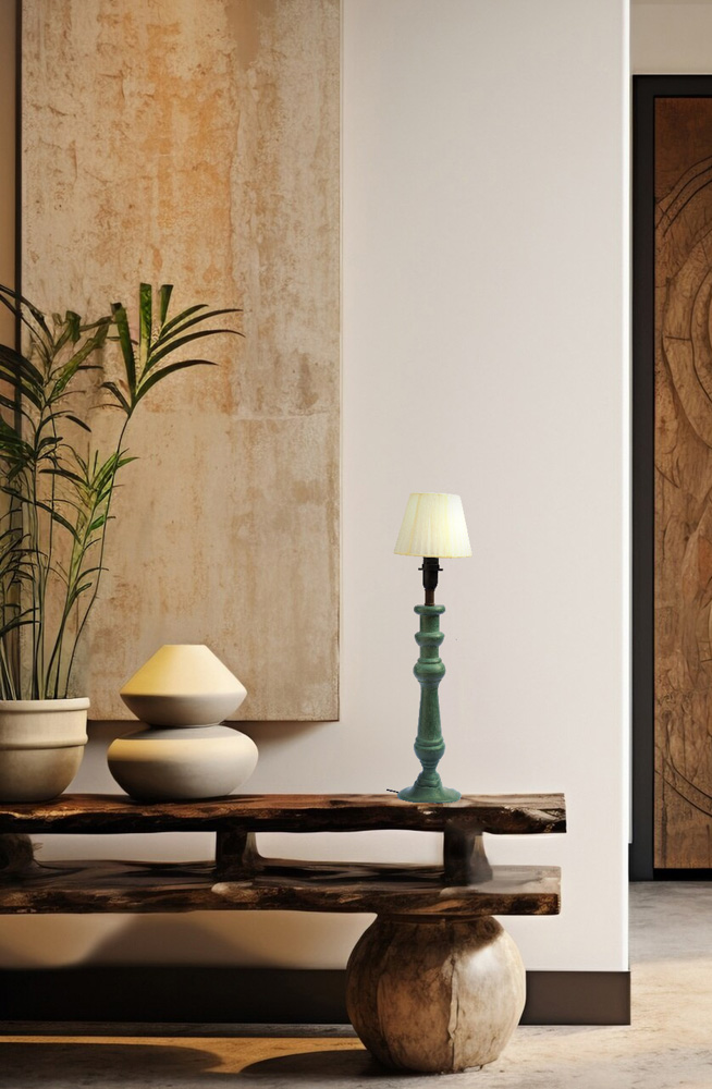 Green wooden table lamp