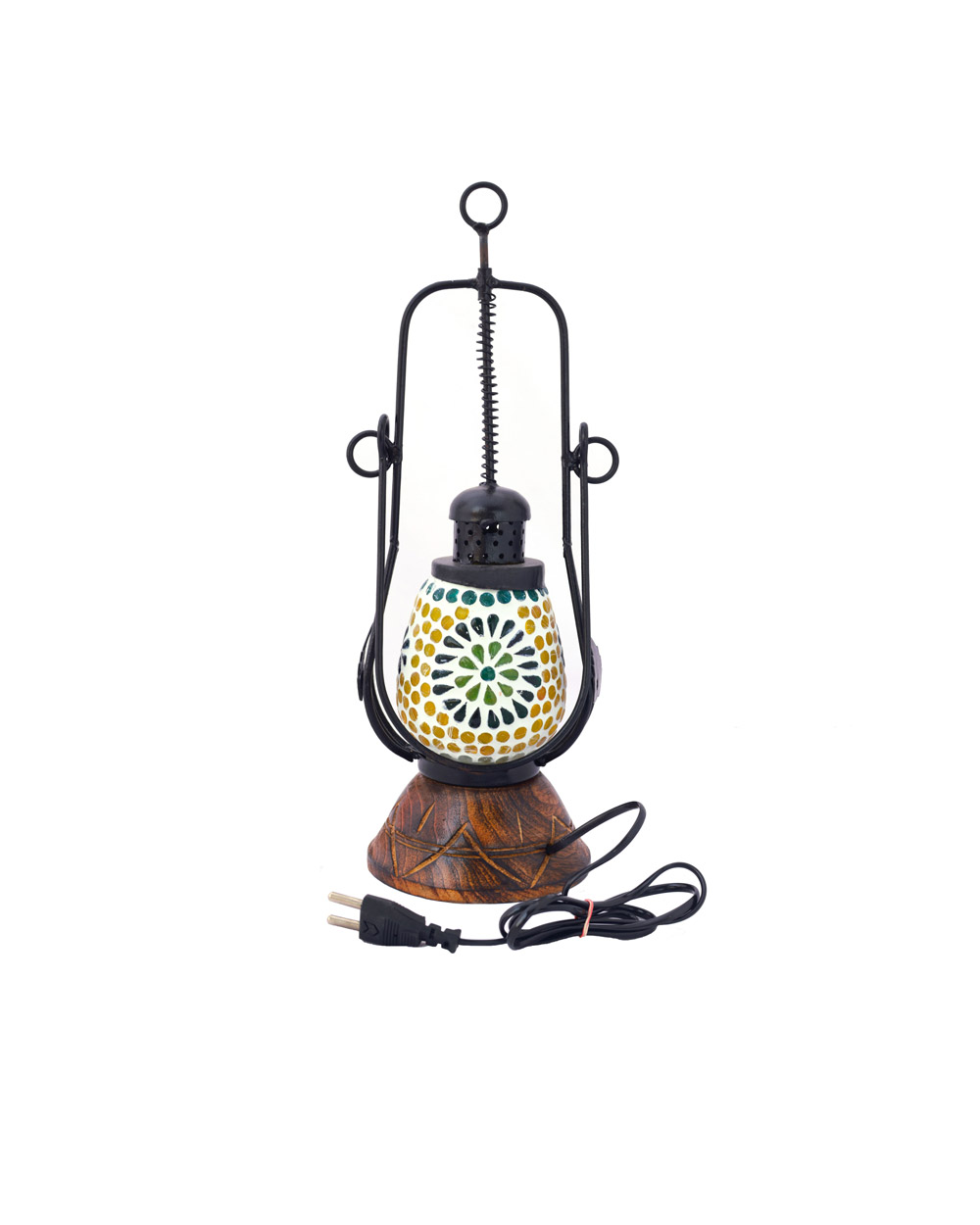 Multicolour lantern with wooden base 1 - Image 3