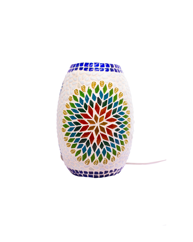 Stunning oval diamond flower design glass table lamp - Image 3