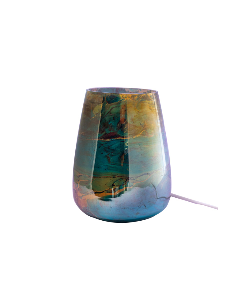 Beautiful glass lava table lamp with sea green hues - Image 3