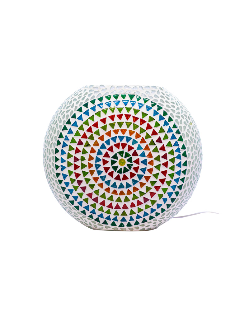 Stunning round white glass table lamp with multicolour design 9 - Image 3