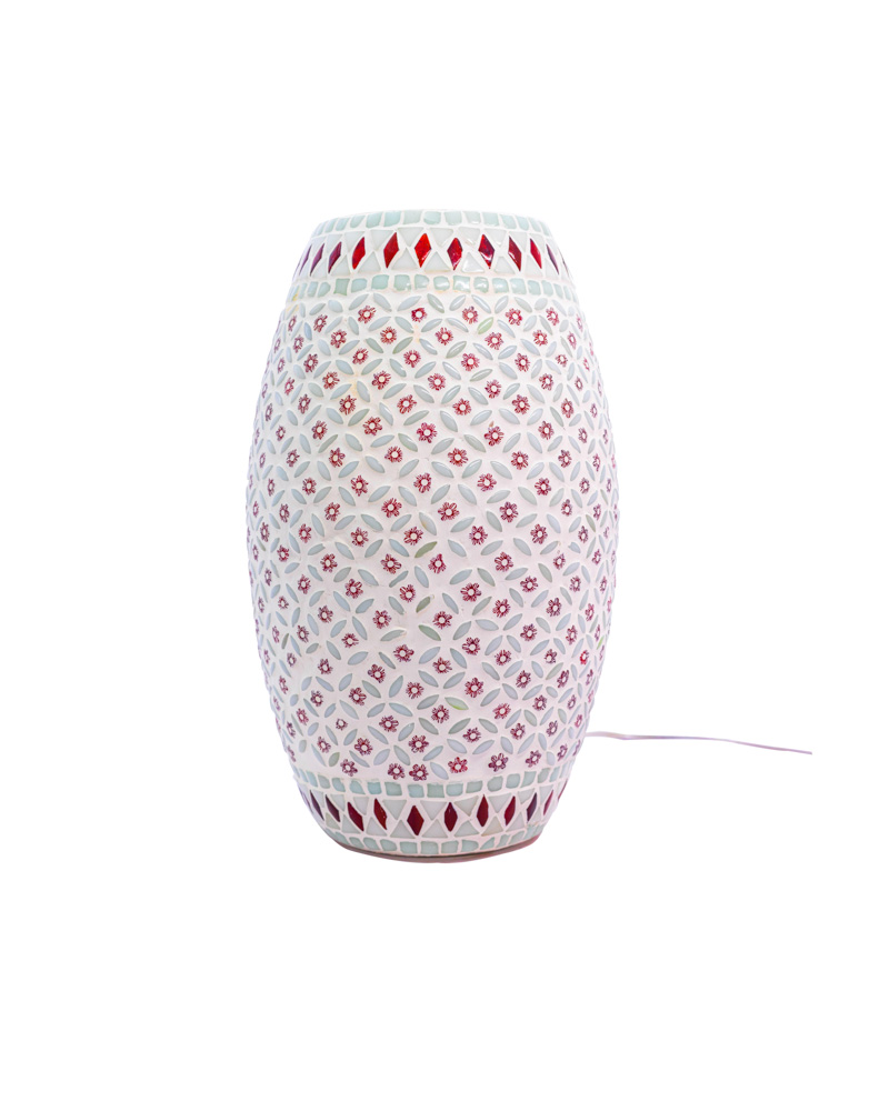 Stunning oval white and red glass table lamp - Image 2