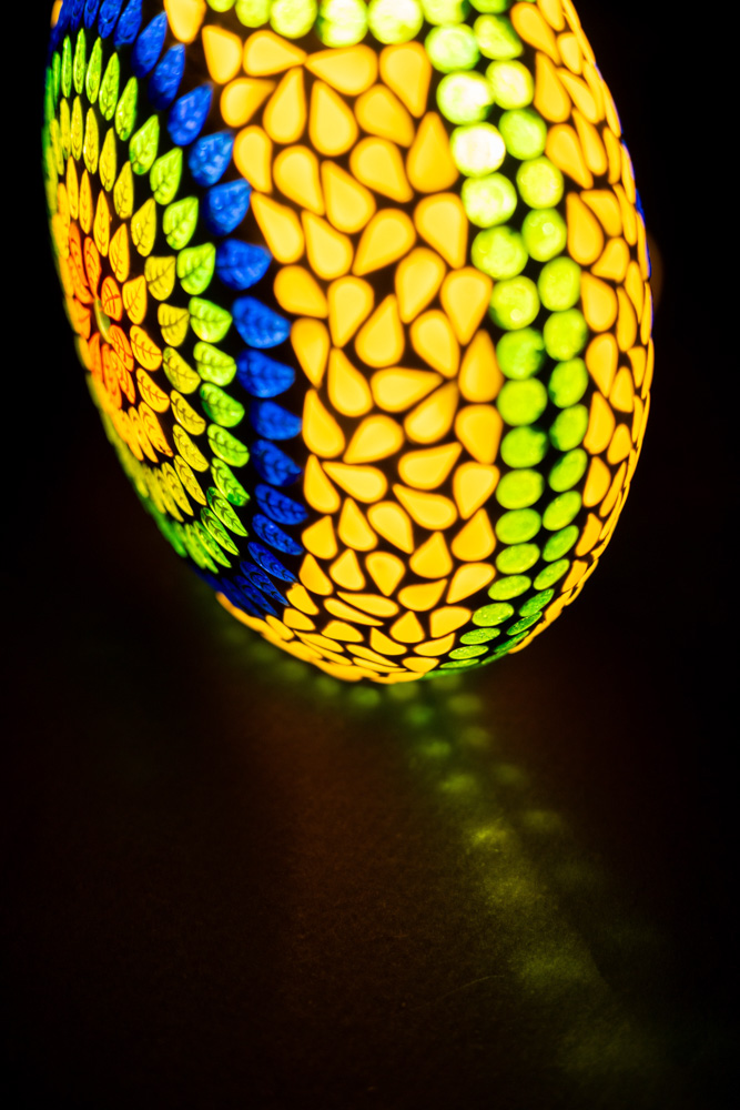 Stunning round white glass table lamp with multicolour design 4 - Image 8